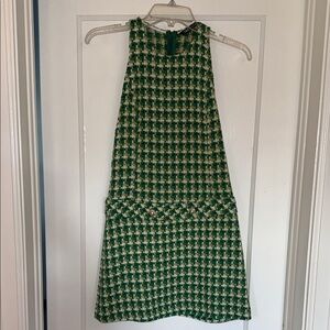 Zara Green Tweed Sleeveless Mini Dress